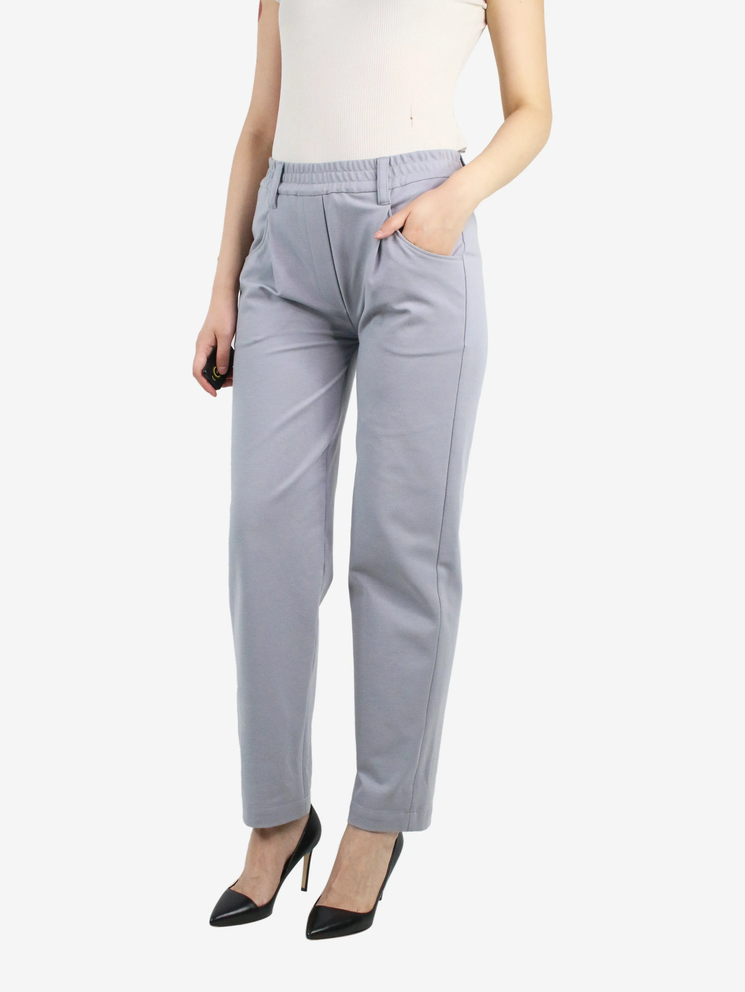 Grey elasticated waist joggers - size UK 8