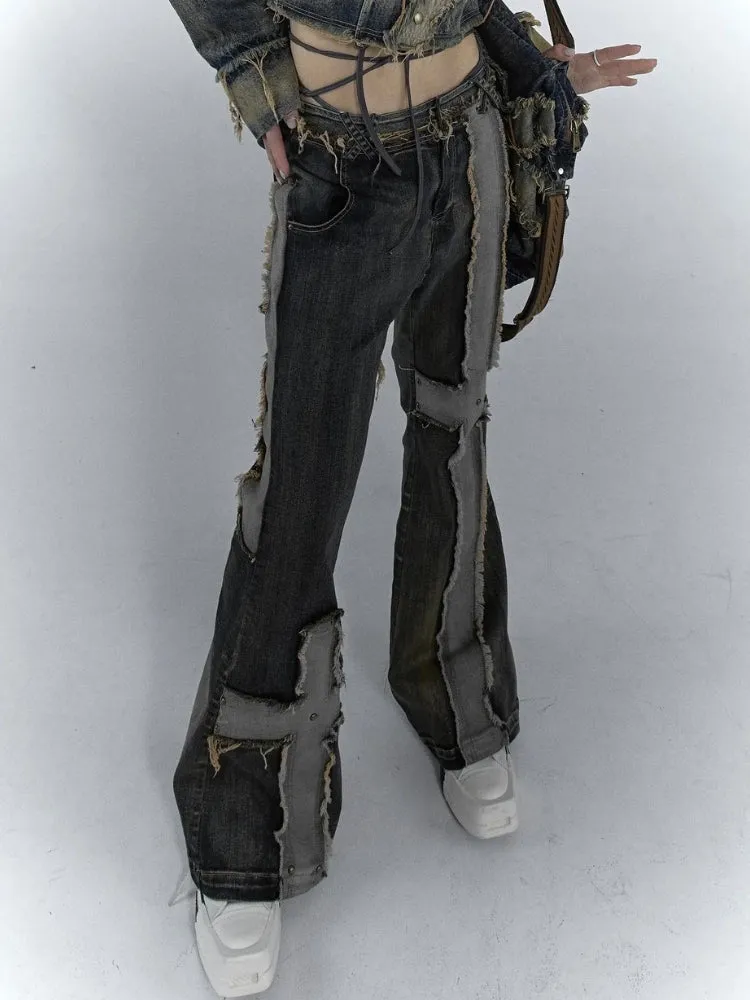 Grunge Cross Patch Jeans