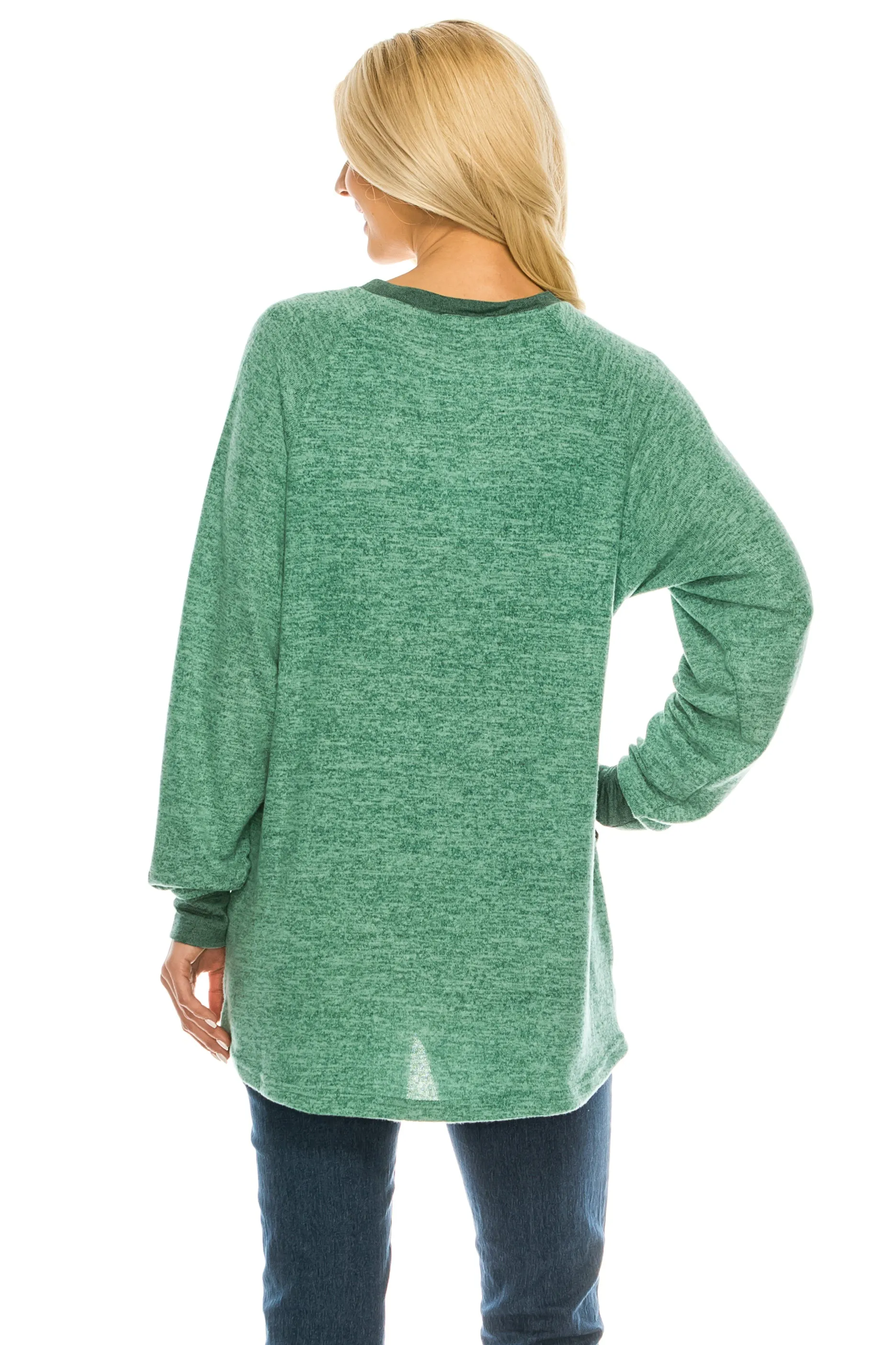 Haute Edition Women's Heather Contrast Slouchy Cozy Pocket Sweatshirt Tunic