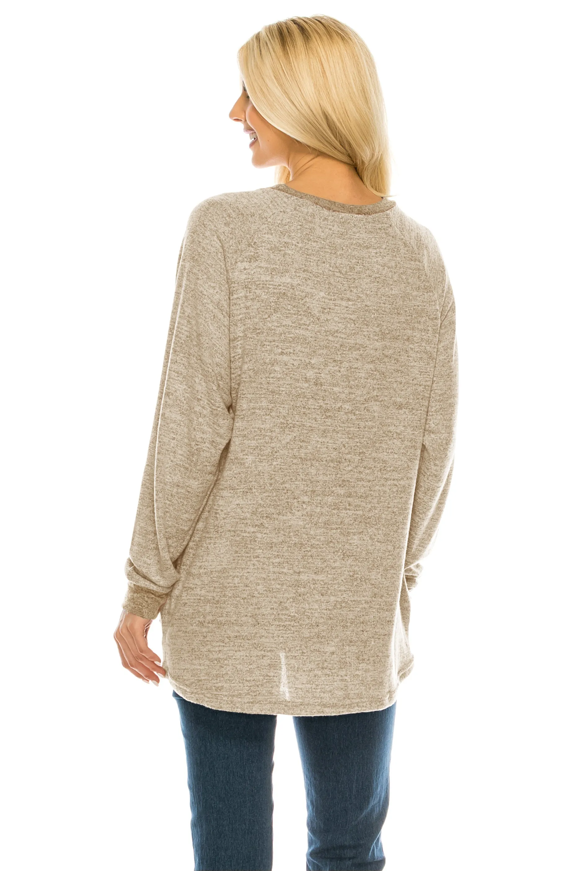 Haute Edition Women's Heather Contrast Slouchy Cozy Pocket Sweatshirt Tunic