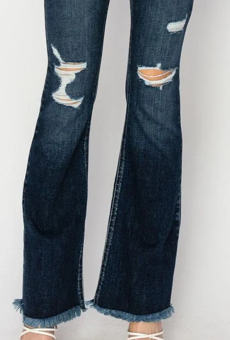 High Rise Frayed Hem Jeans