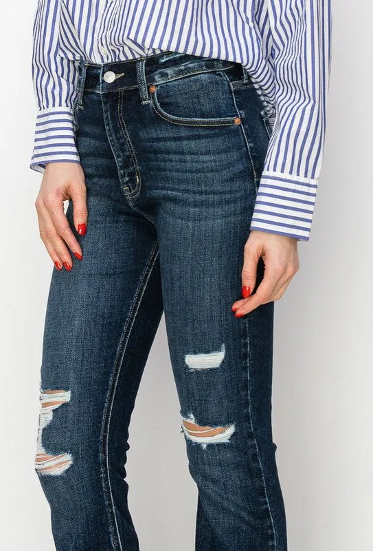 High Rise Frayed Hem Jeans