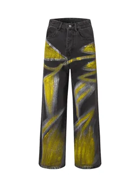 High Street Heavy Industry Graffiti Washed Jeans