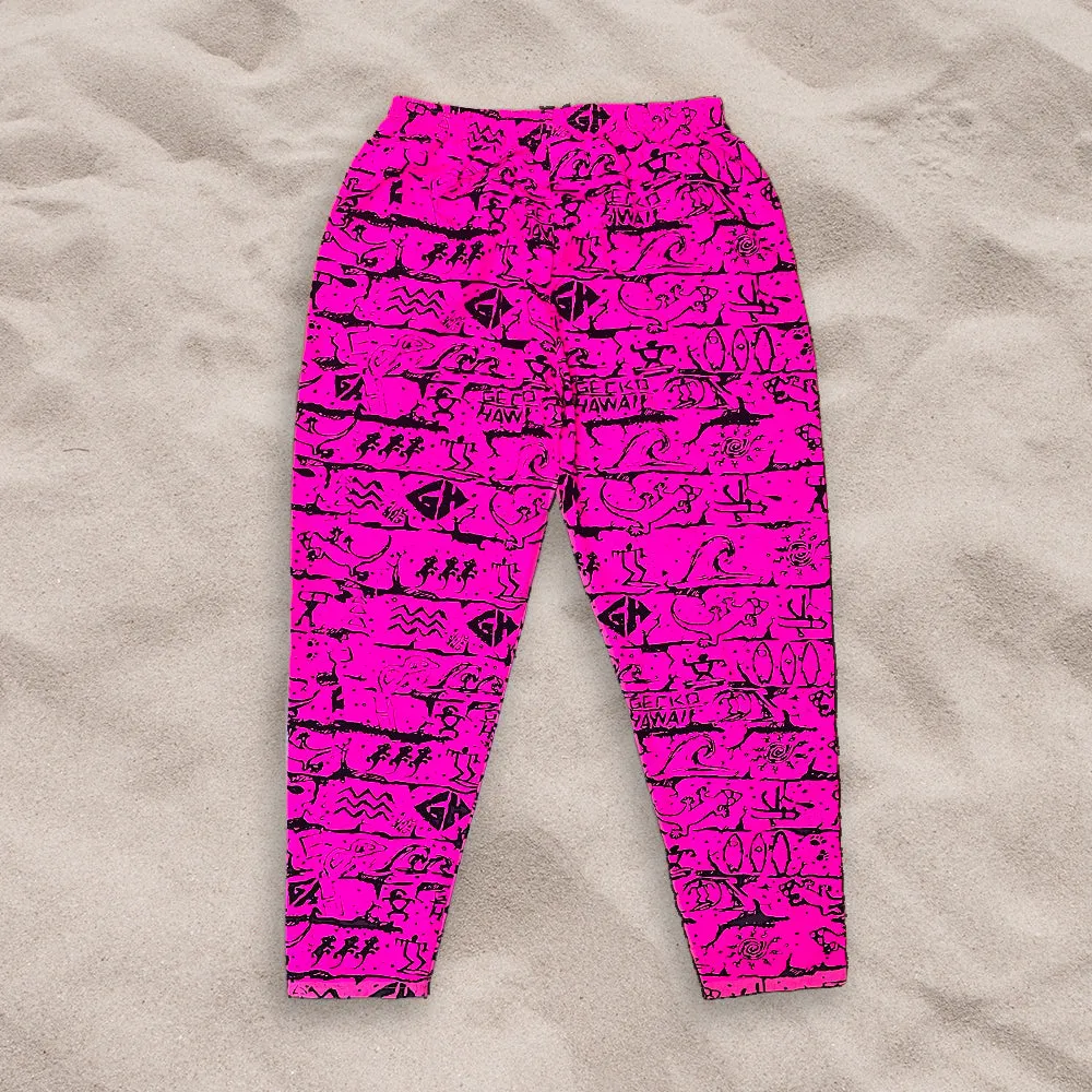 Hot Pink Gecko Wall '90's Beach Pants