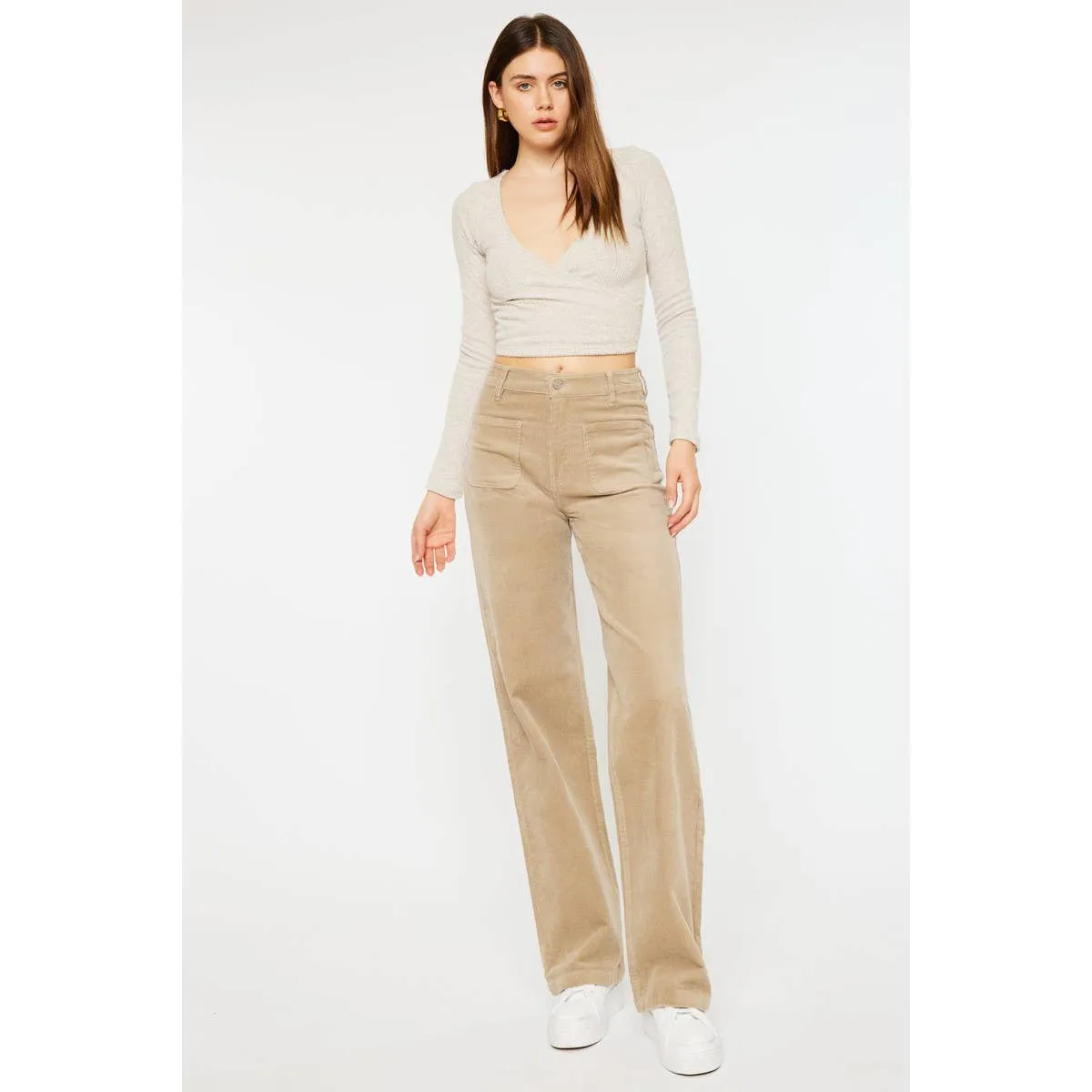 Kan Kan Ultra High Rise - Khaki Corduroy Pants