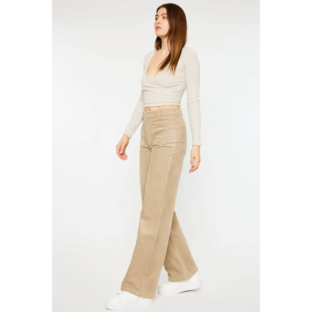 Kan Kan Ultra High Rise - Khaki Corduroy Pants