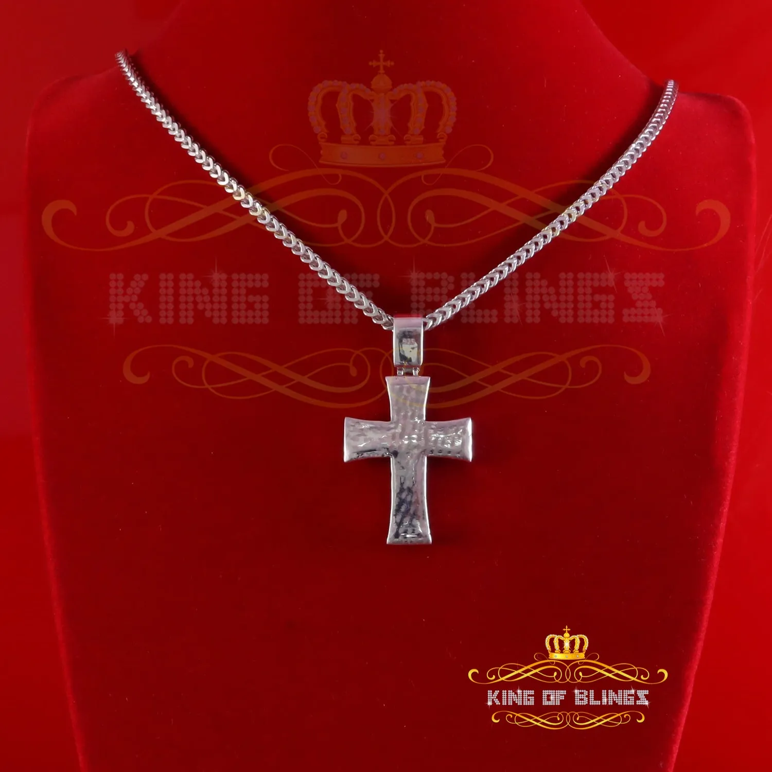 King Of Bling's 925 White Sterling Silver 2.25ct VVS D Clr. Moissanite Cross Pendant for Women's