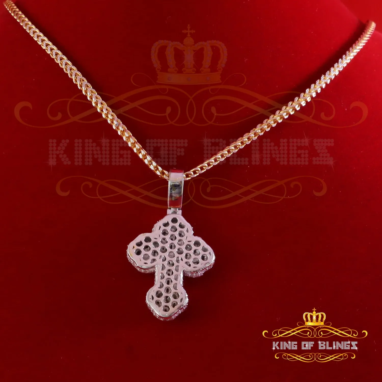 King Of Bling's New Yellow Buttony Cross 925 Silver 4.50ct VVS D Moissanite Pendant Men's/Womens