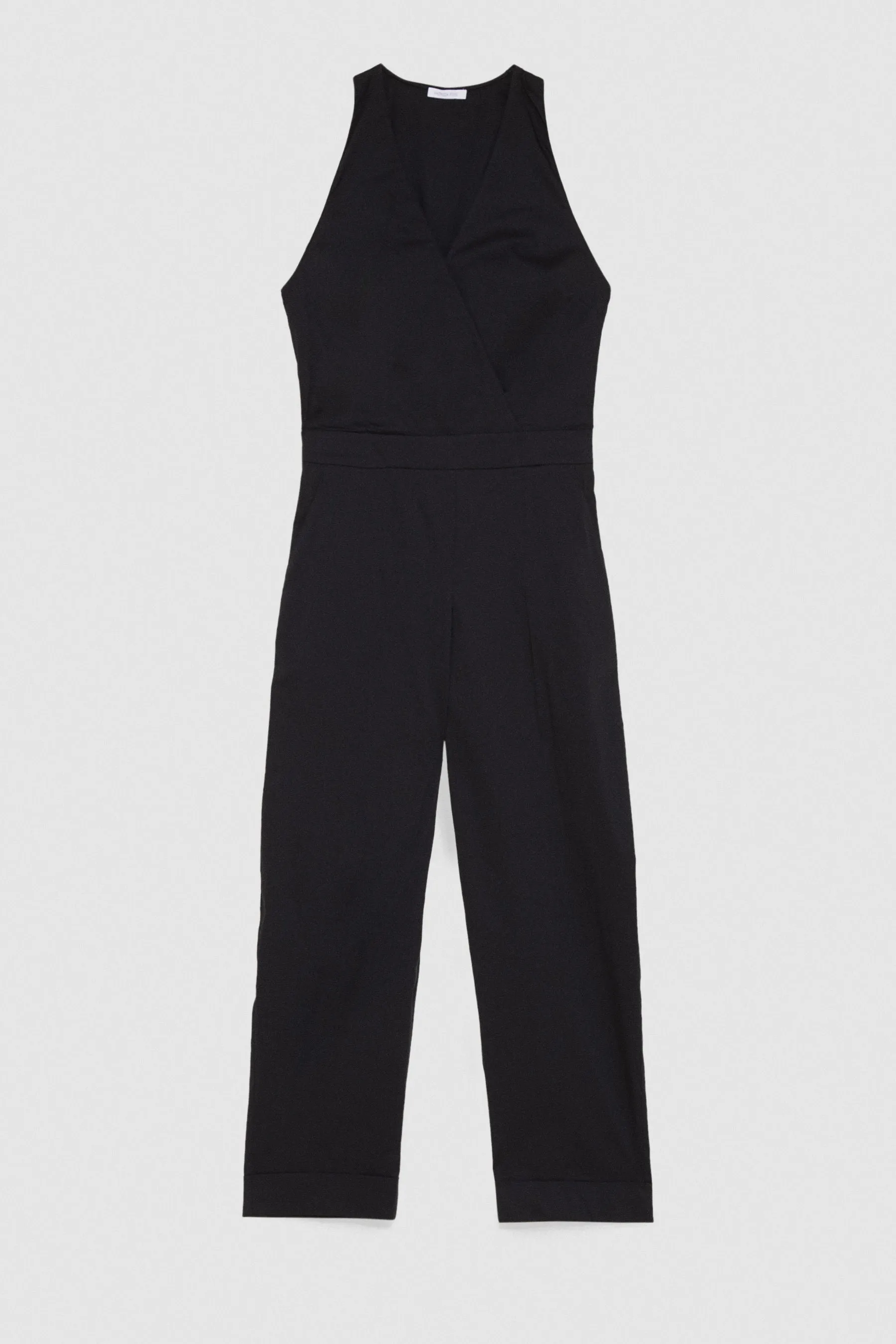 Long jumpsuit in stretch cotton-blend poplin