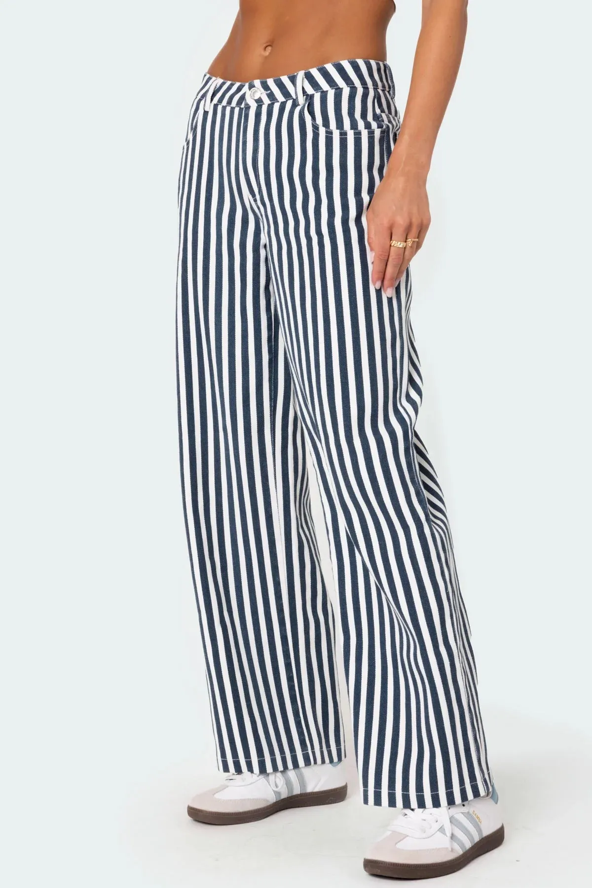 Low-Rise Striped Jeans