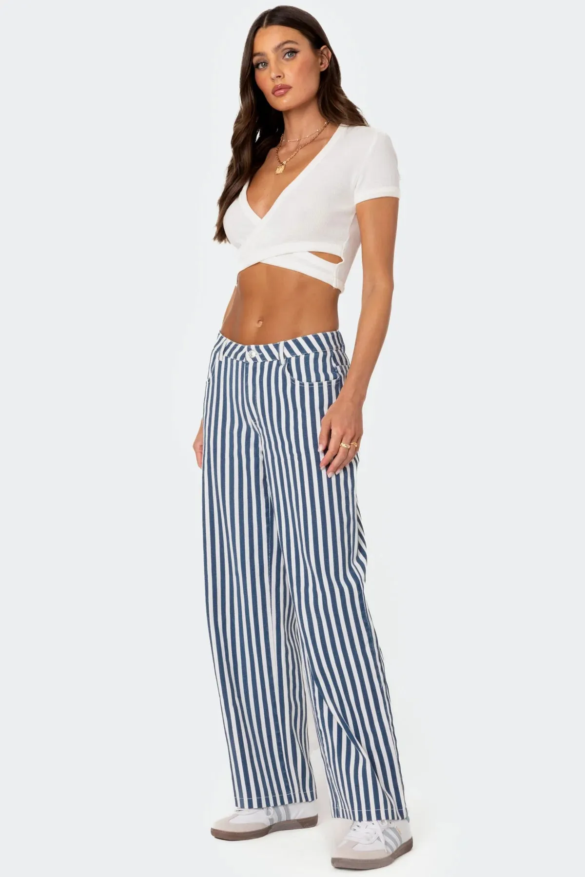 Low-Rise Striped Jeans