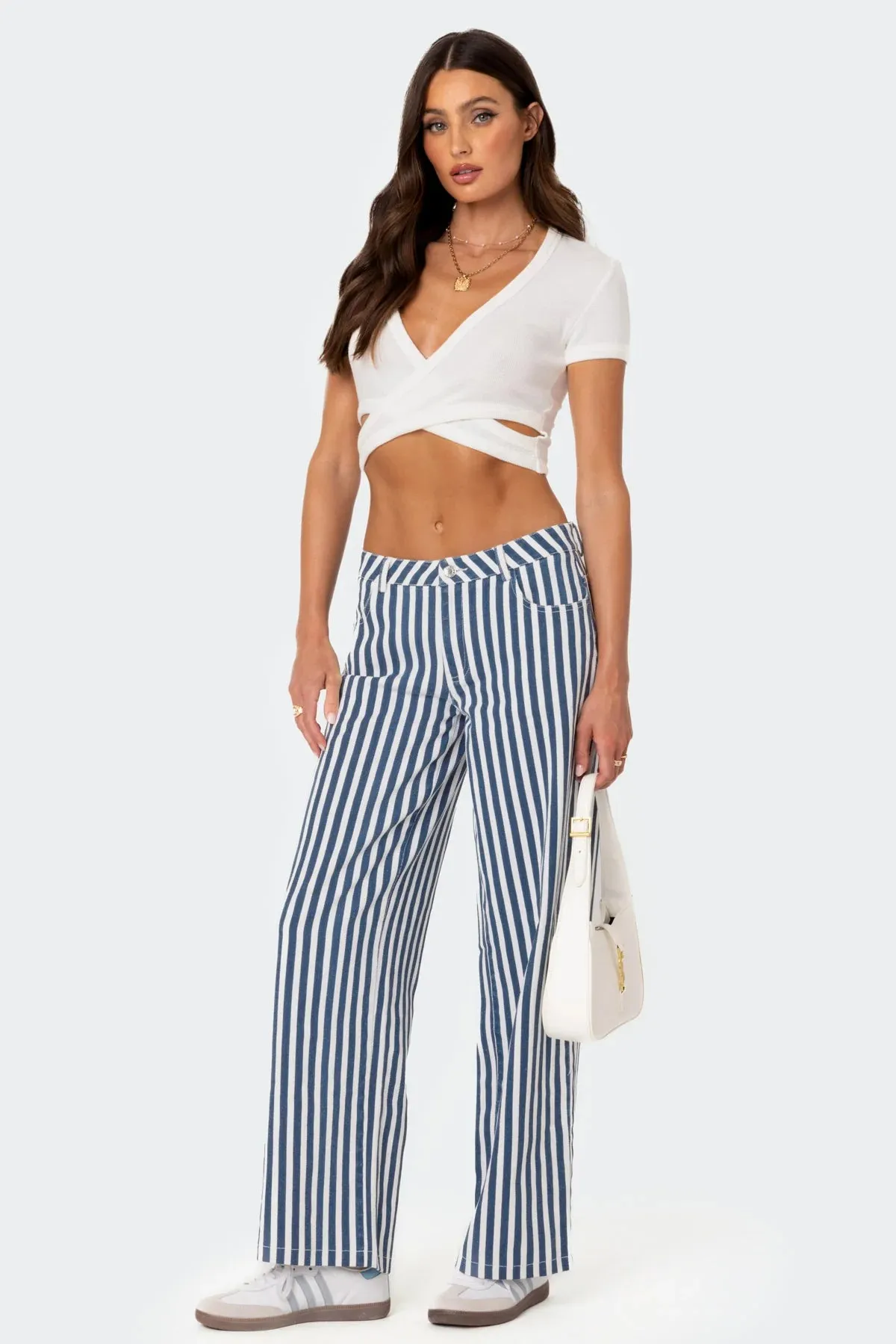 Low-Rise Striped Jeans