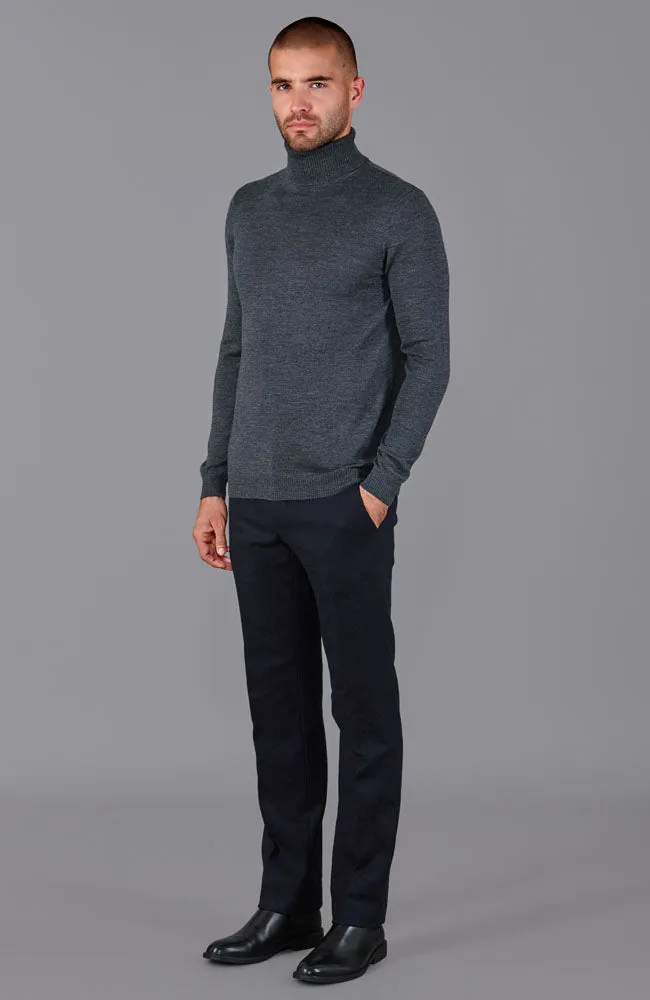 Mens Fine Merino Wool Roll Neck Jumper