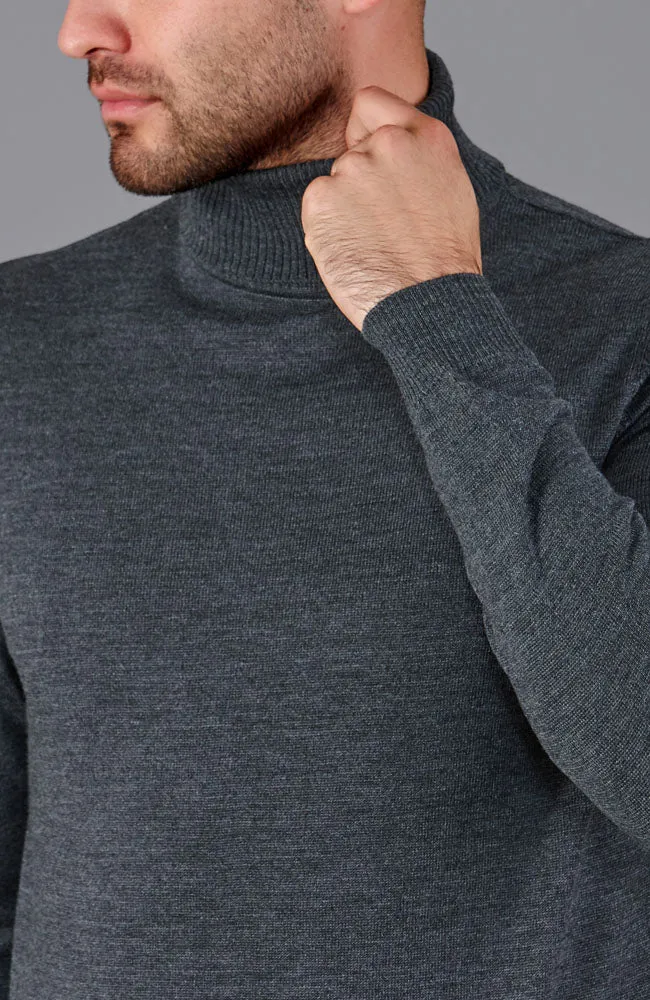 Mens Fine Merino Wool Roll Neck Jumper