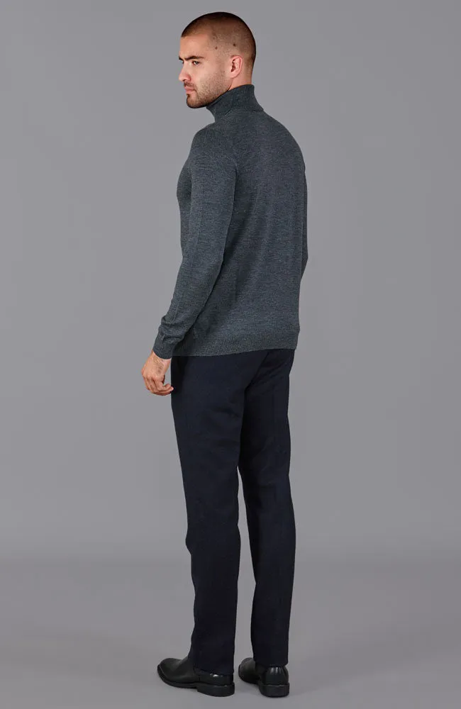 Mens Fine Merino Wool Roll Neck Jumper