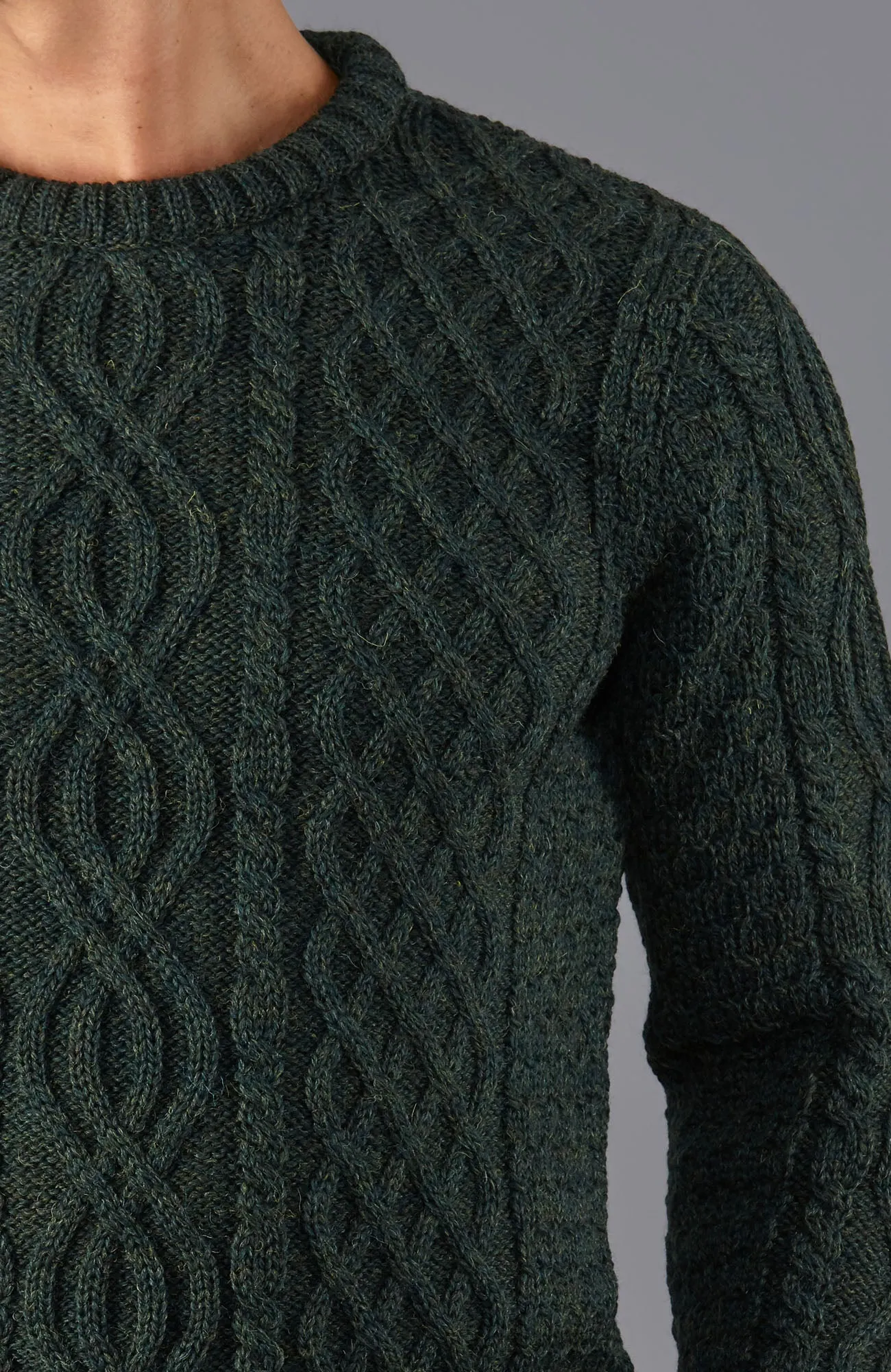 Mens Jarvis British Wool Aran Cable Sweater