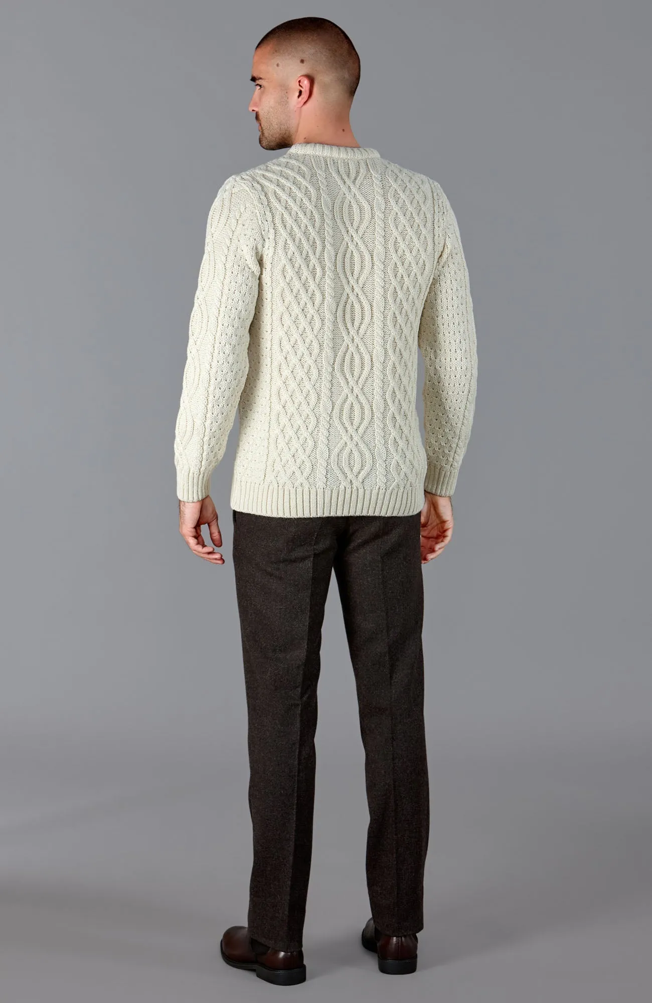 Mens Jarvis British Wool Aran Cable Sweater