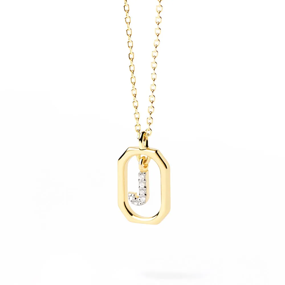 Moissanite Initial J Dangle Pendant Necklace