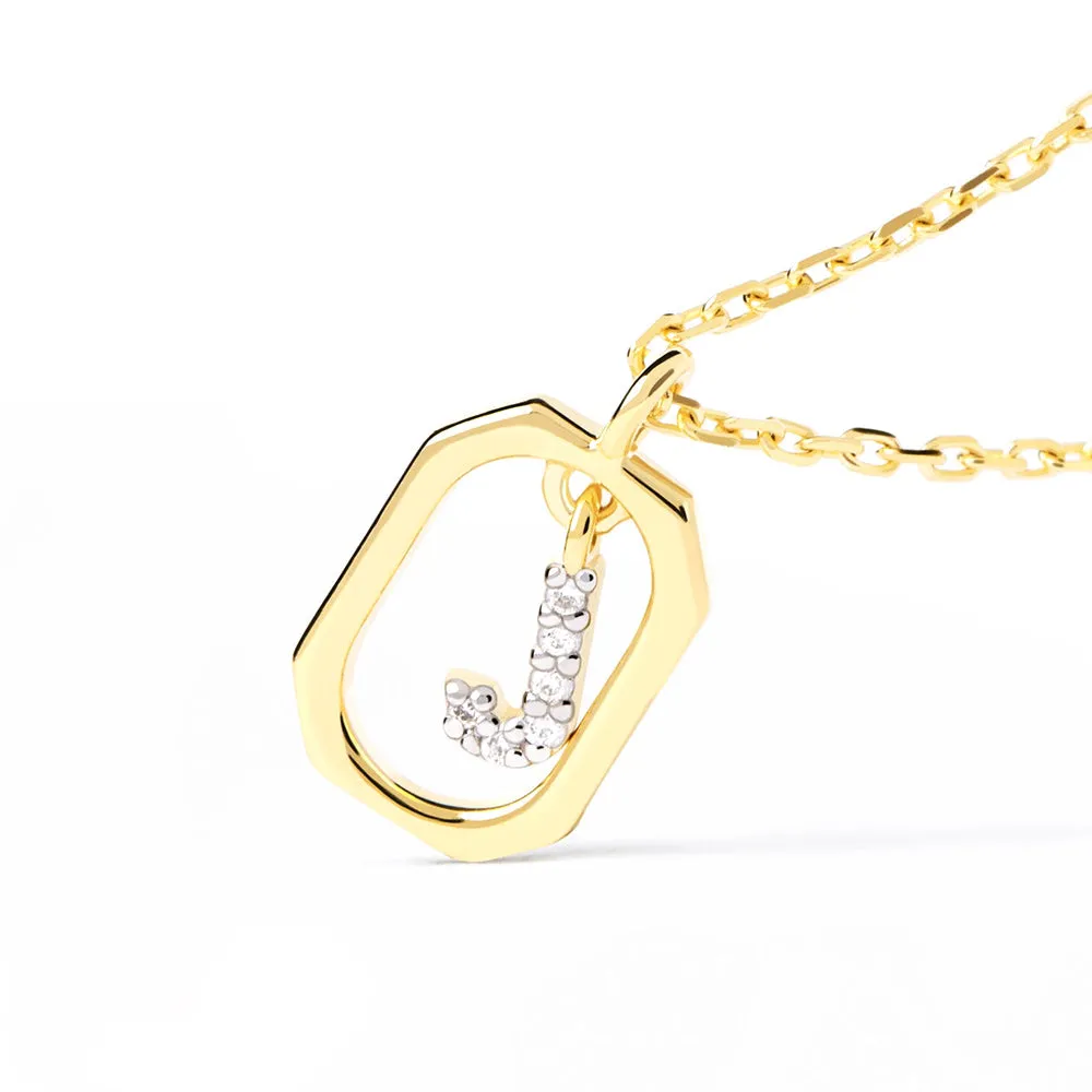 Moissanite Initial J Dangle Pendant Necklace