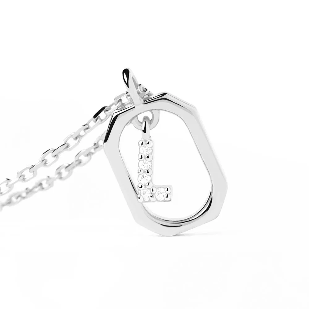 Moissanite Initial L Dangle Pendant Necklace