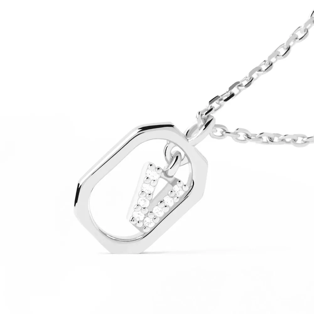 Moissanite Initial V Dangle Pendant Necklace