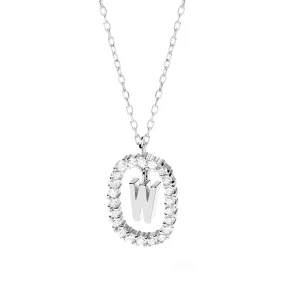 Moissanite Letter W Dangle Pendant Necklace