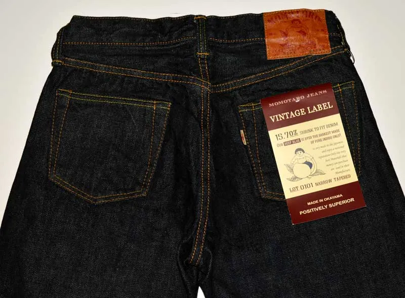 MOMOTARO JEANS "0101" VINRAGE LABEL 15.7oz Denim Narrow Tapered