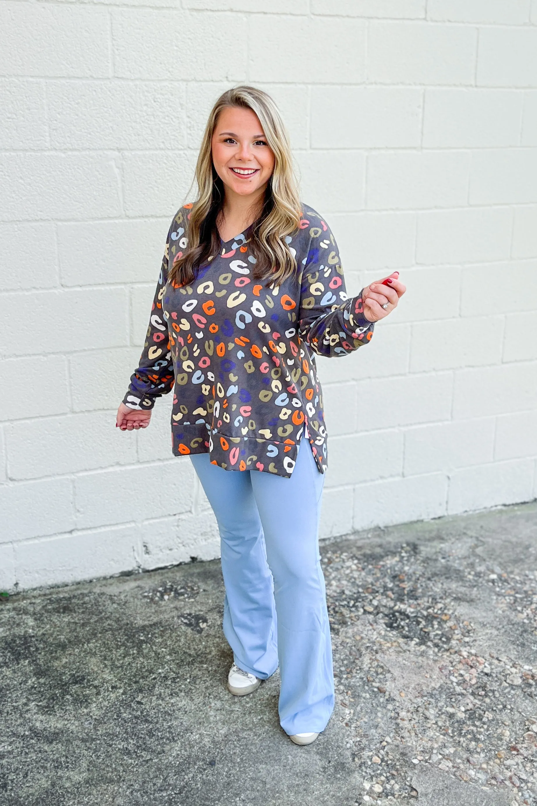 Obsessed With Leopard Top, Charcoal Multi