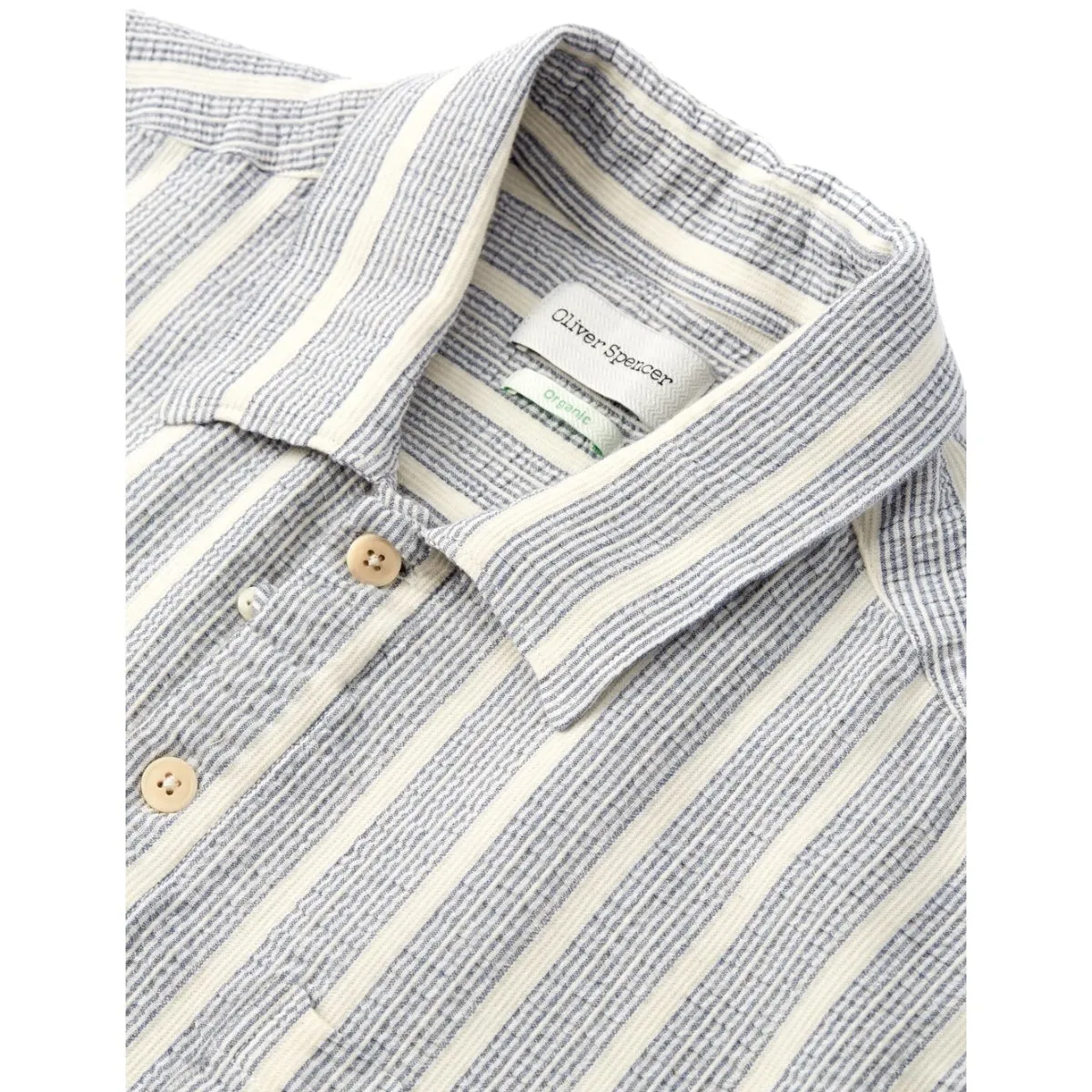 Oliver Spencer Riviera Short Sleeve Shirt Barlow blue