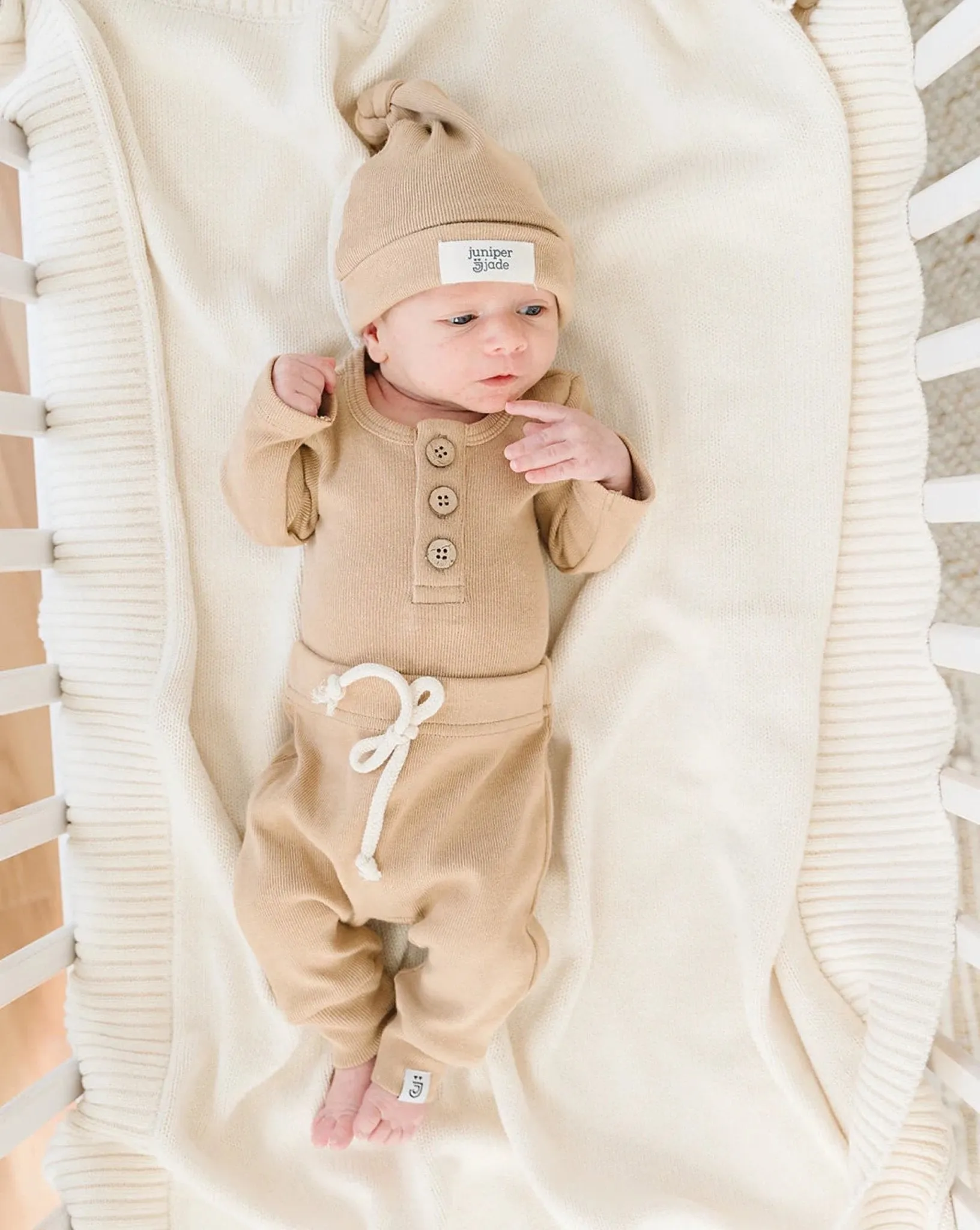 Organic 3 Button Bodysuit | Latte