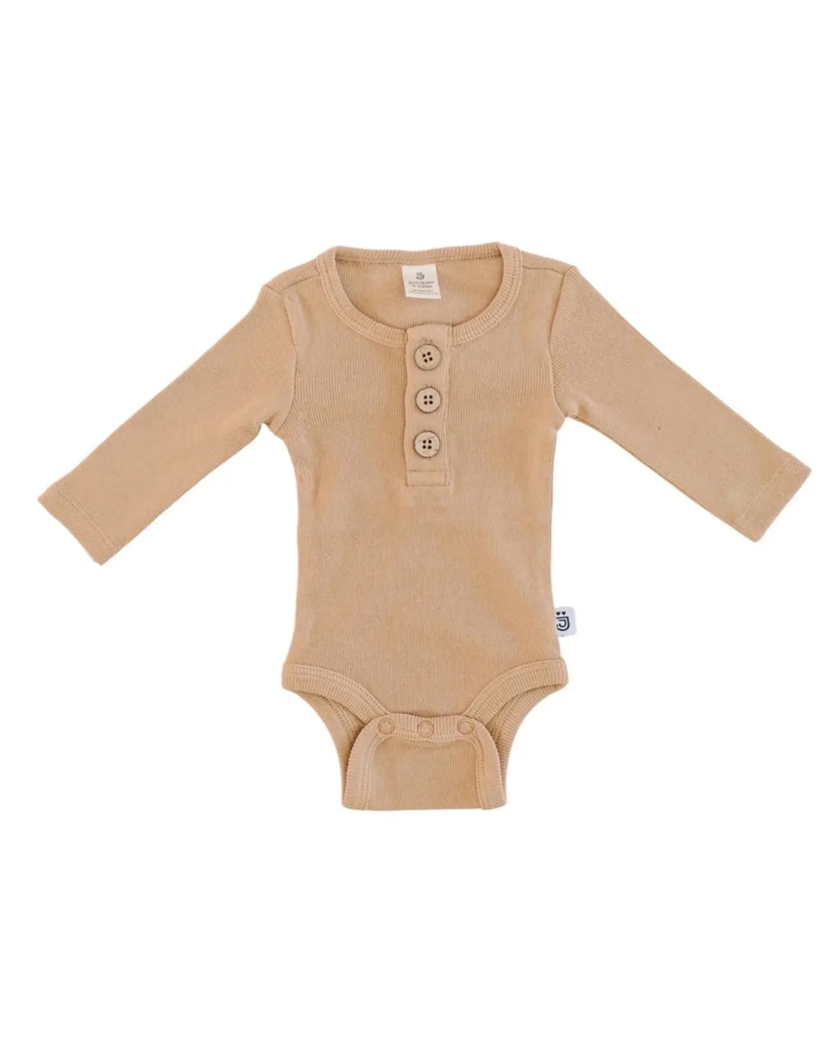 Organic 3 Button Bodysuit | Latte