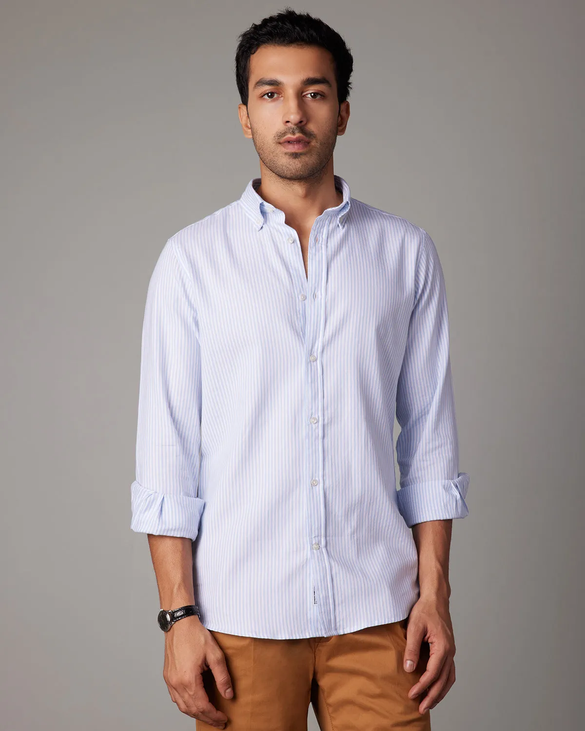 Oxford Striped Shirt - Light Blue