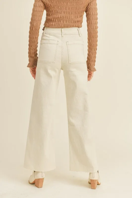 Patch Pocket Wide Leg Jean