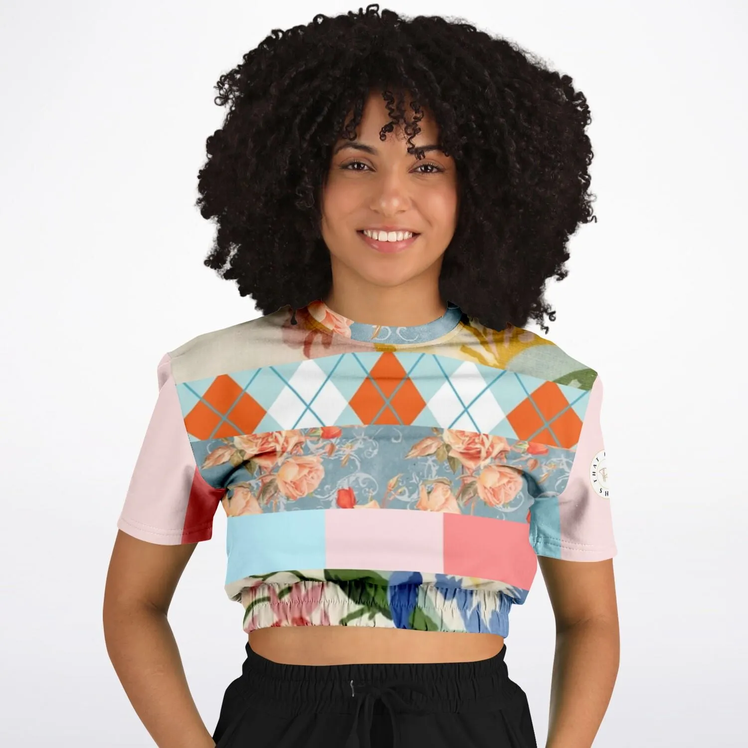 Peaches and Cream Short Sleeve Cropped Eco-Poly Sweater