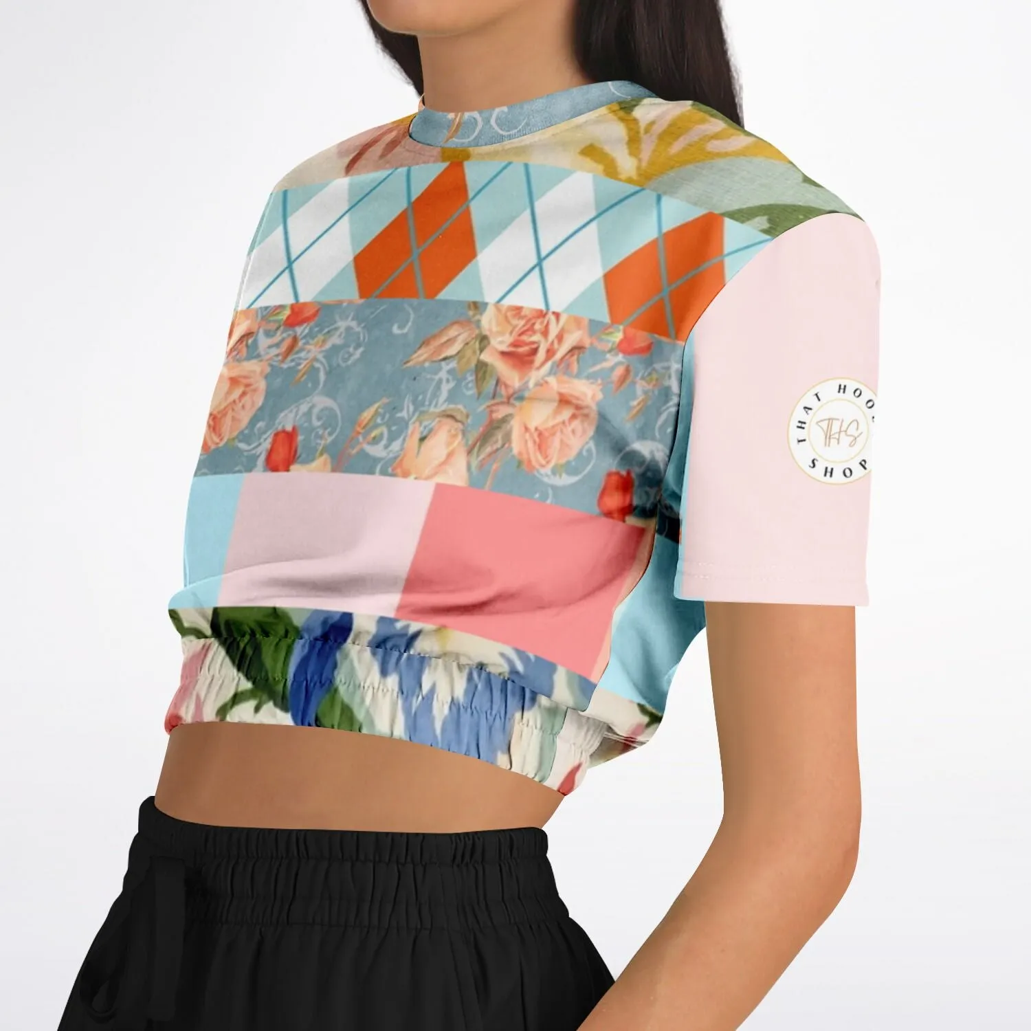 Peaches and Cream Short Sleeve Cropped Eco-Poly Sweater