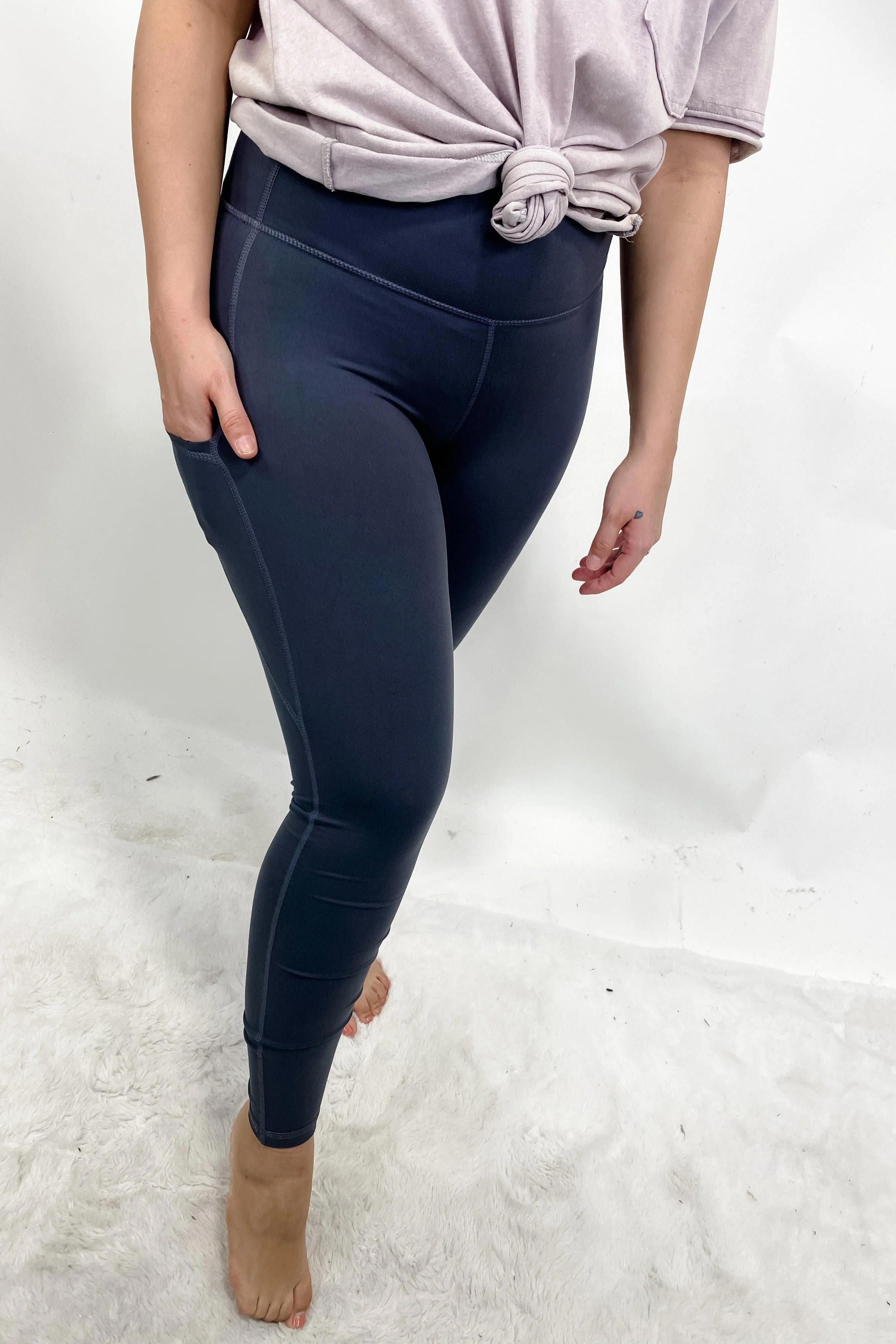 Picking Up The Pace- {Black, Gray & Olive} Buttery Soft Leggings w/ Side Pockets