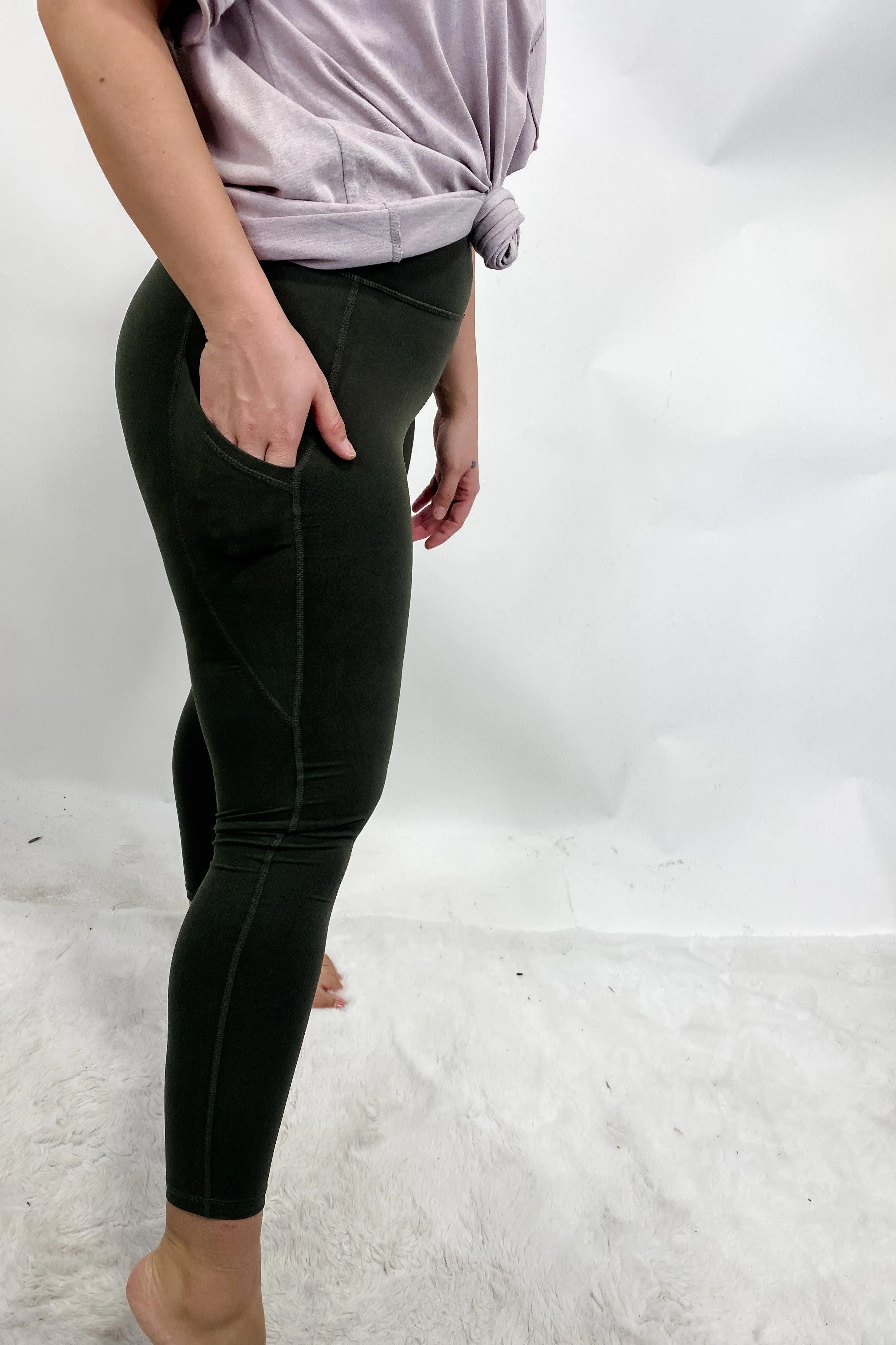 Picking Up The Pace- {Black, Gray & Olive} Buttery Soft Leggings w/ Side Pockets