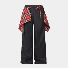 Plaid Overlay | Drawstring Cargo Pants