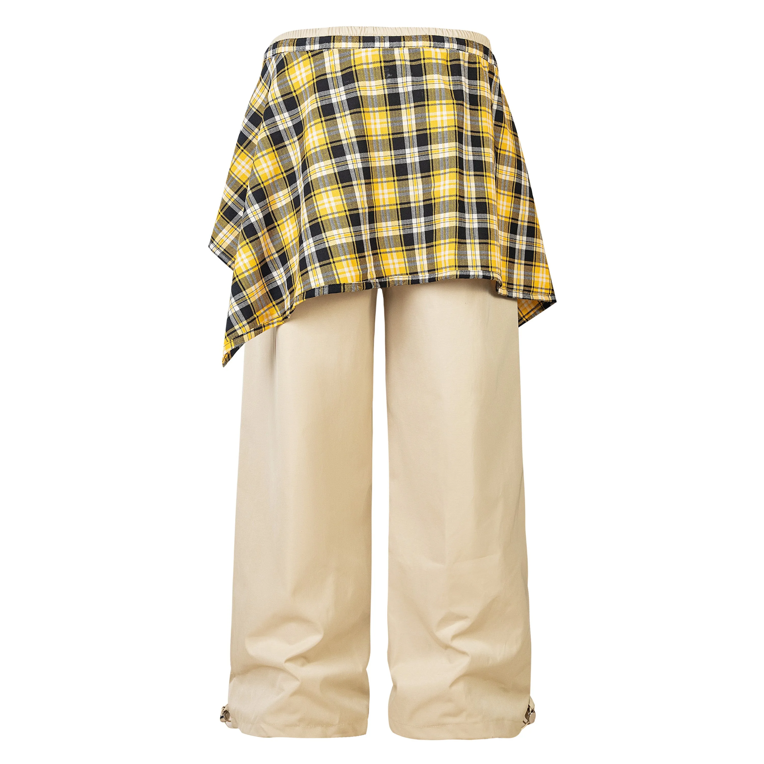 Plaid Overlay | Drawstring Cargo Pants