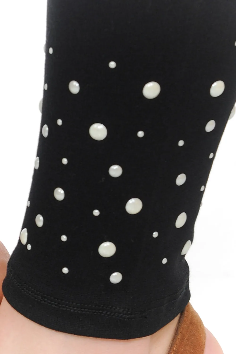 Premium Leggings w/ Pearls in Black