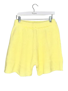 PrettyLittleThing Yellow Lemon Chunky Knit Shorts UK M