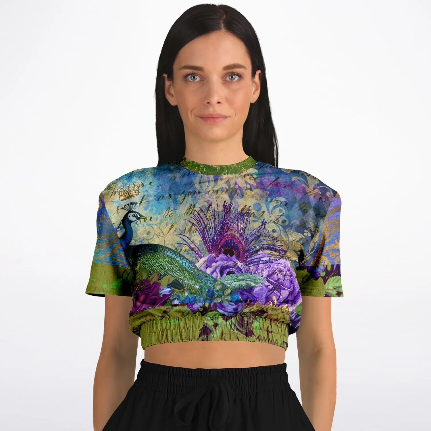 Purple Fusion Short Sleeve Cropped Eco-Poly Sweater