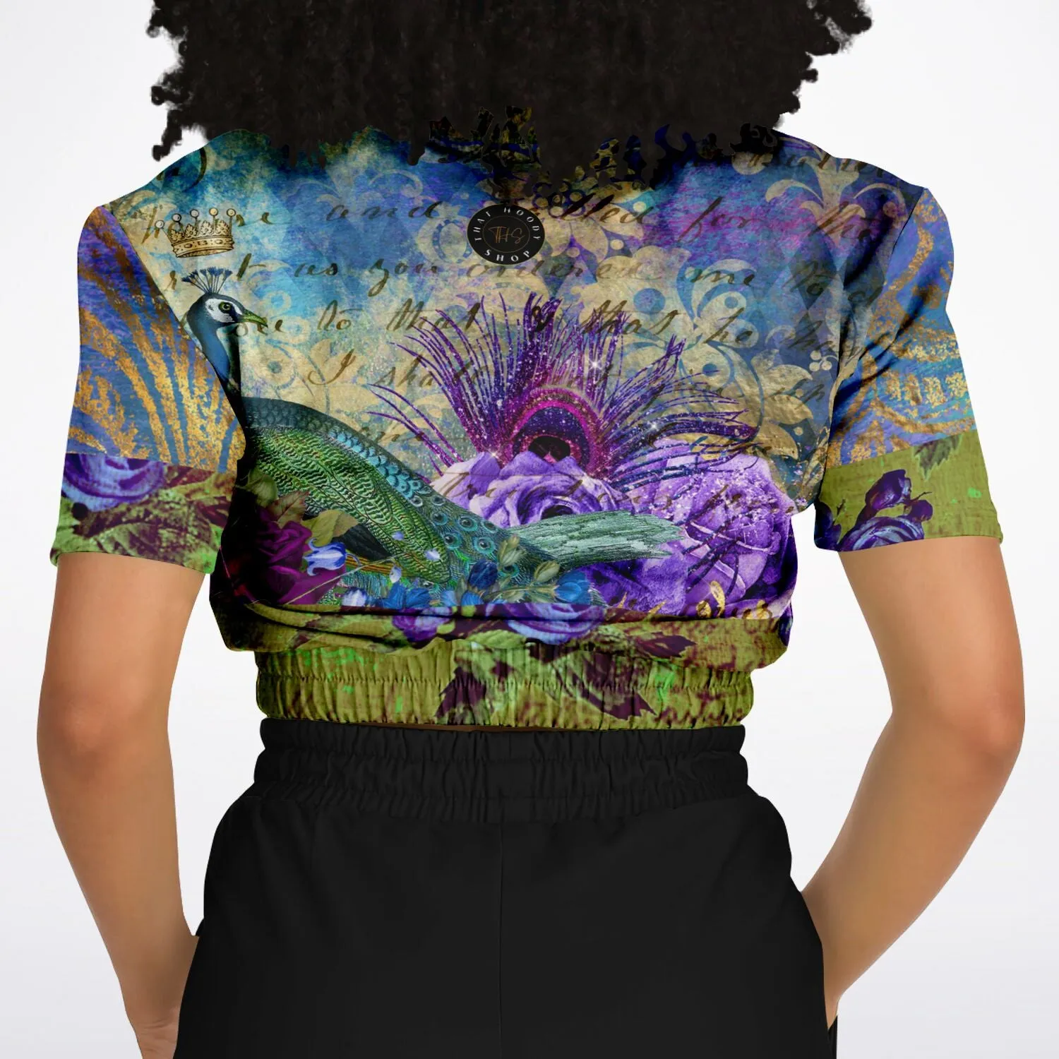 Purple Fusion Short Sleeve Cropped Eco-Poly Sweater