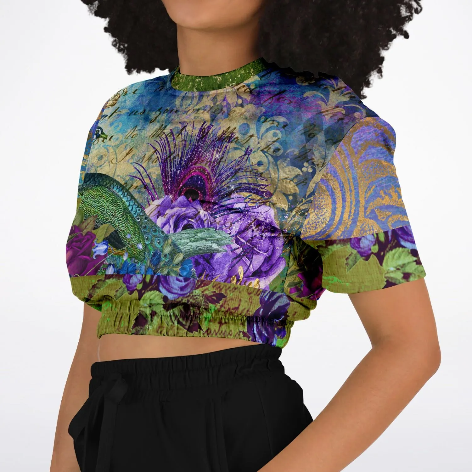 Purple Fusion Short Sleeve Cropped Eco-Poly Sweater