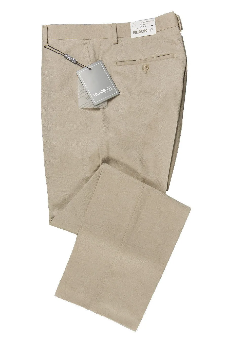 "Bradley" Tan Luxury Wool Blend Suit Pants - Unhemmed