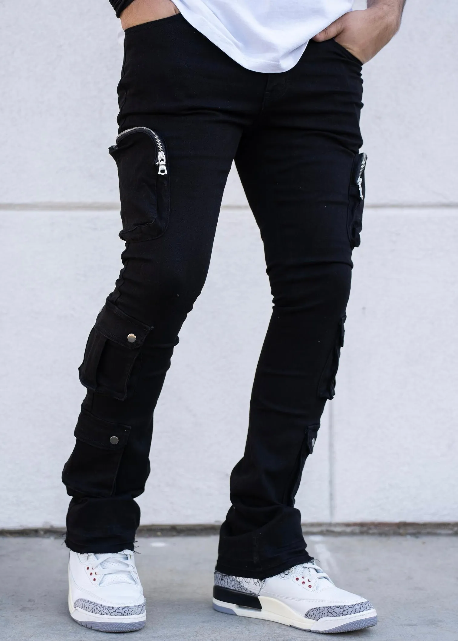 Realistic Gaston Cargo Black Stacked Jeans - High-Quality RST5049-4