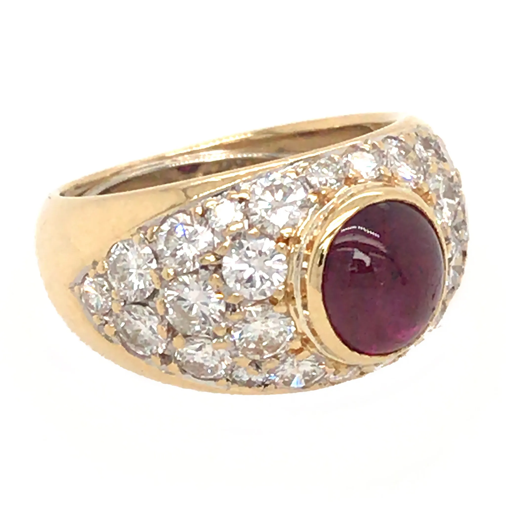 Ruby & Pave Set Diamond Ring in 18k Gold