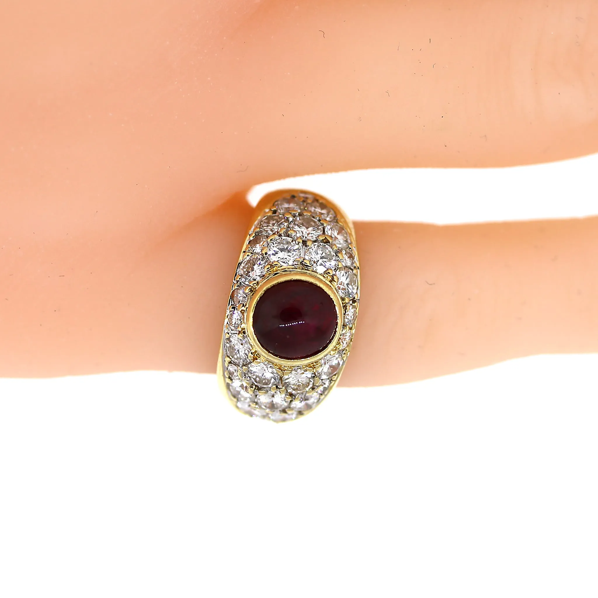 Ruby & Pave Set Diamond Ring in 18k Gold