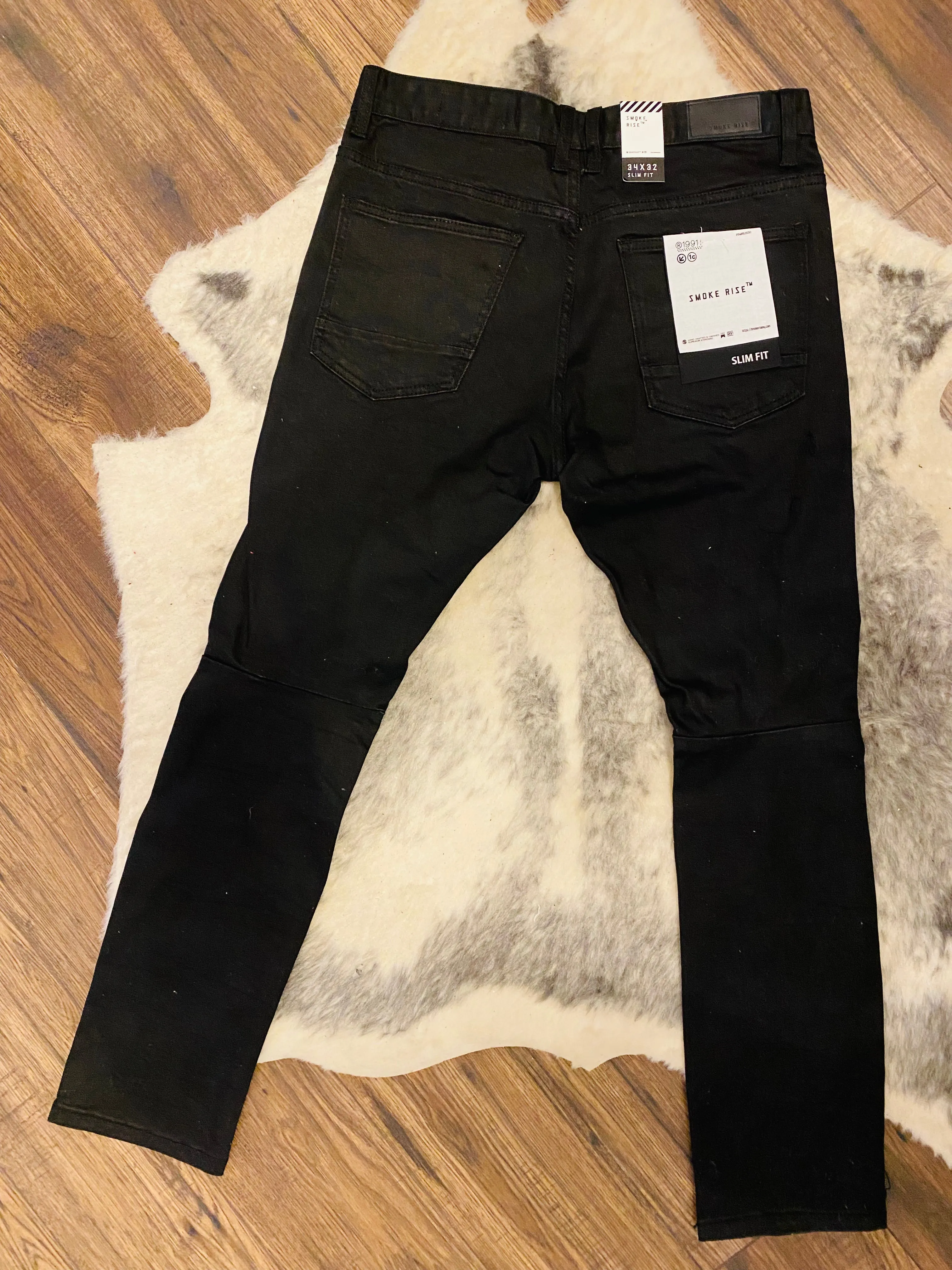 “Smoke Out” Black Moto Jeans