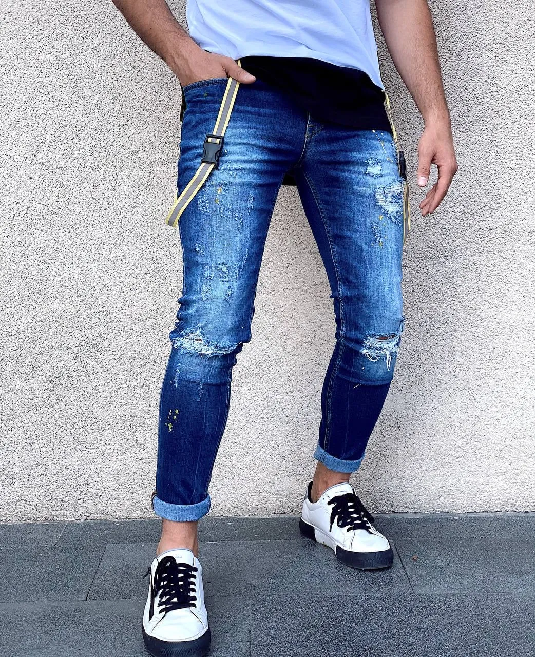 Sneakerjeans Blue Ripped Skinny Jeans AY077